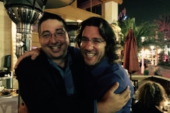 Lee Goldberg and Barry Eisler hug at Bouchercon 2014