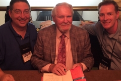 Lee, Clive Cussler, and Boyd Morrison at Thrillerfest 2015