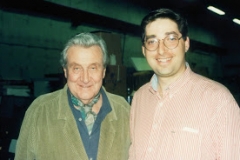Patrick MacNee and Lee Goldberg on set of Diagnosis Murder