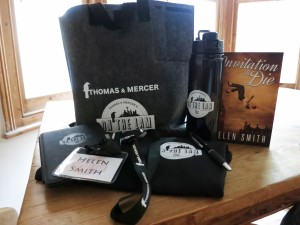 Author Helen Smith shows off some of her Amazon swag.