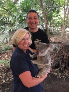 My wife Valerie and me with a furry fan